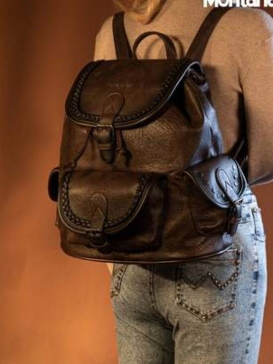 Montana West Stone Wash Backpack, Coffee NWT